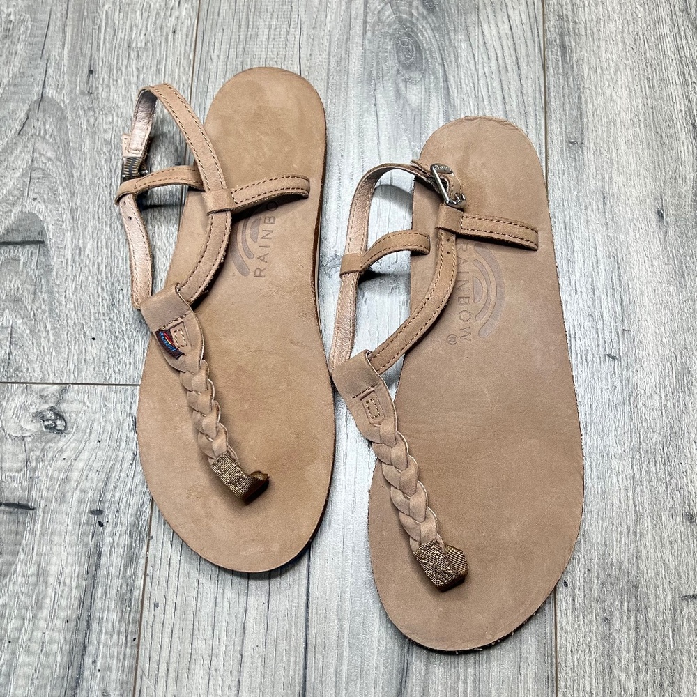 Rainbow NEW T-Street Braided Rainbow Flip Flop Sandals Size Medium 6.5 -7.5 - Picture 3 of 10